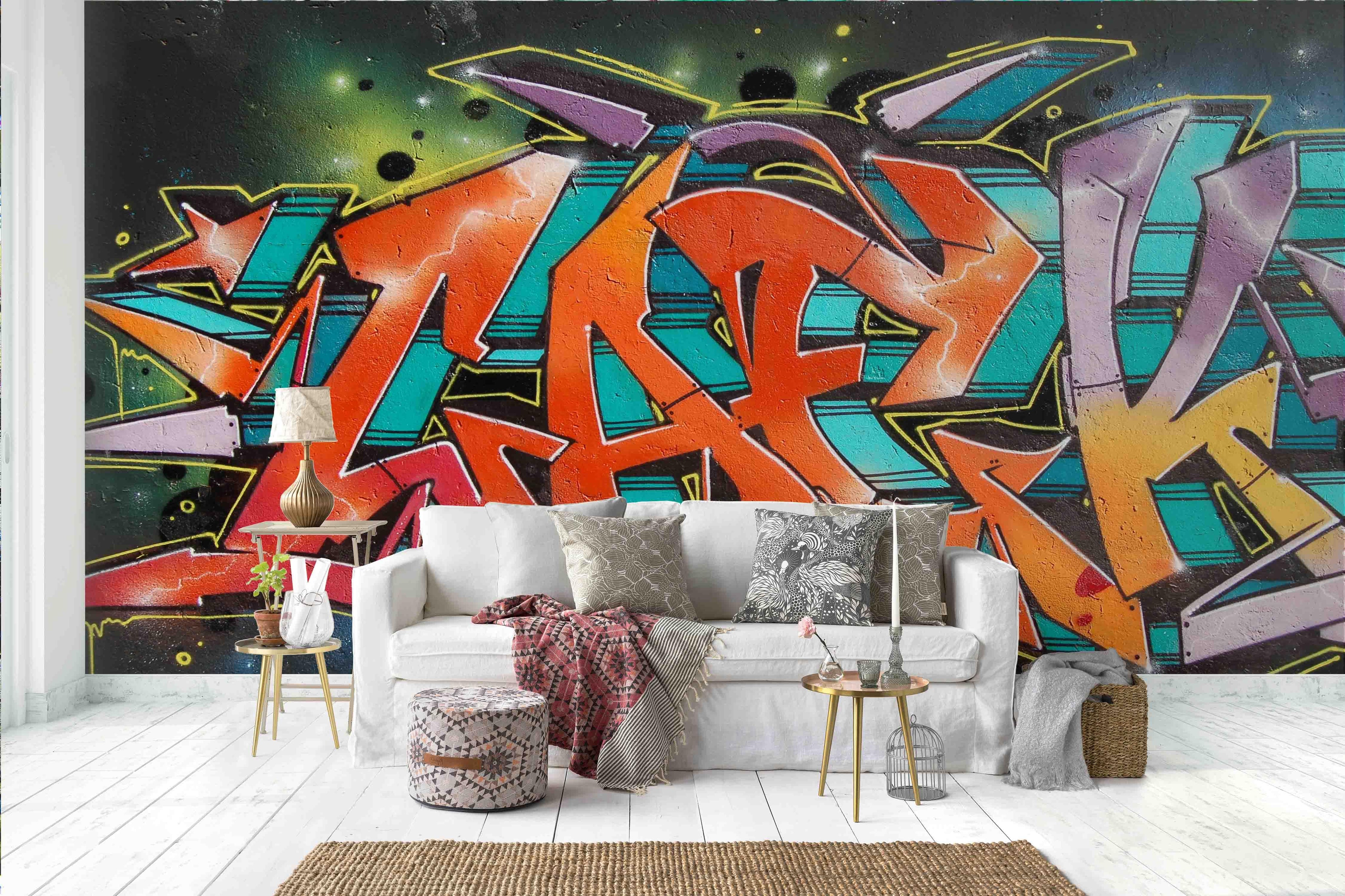 3D Abstract Colorful Graffiti Wall Mural Wallpaper 206- Jess Art Decoration