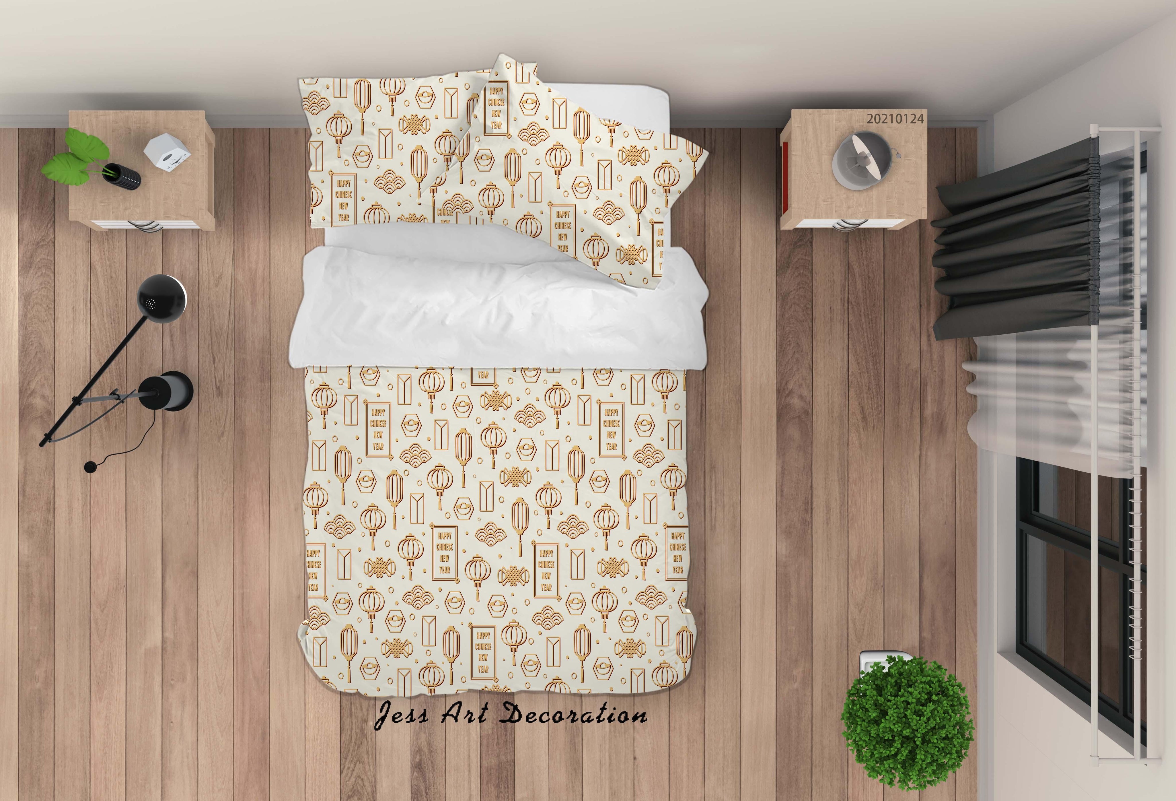 3D Chinese New Year Quilt Cover Set Bedding Set Duvet Cover Pillowcases 96- Jess Art Decoration