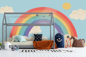 3D Cartoon Rainbow Blue Sky White Clouds Wall Mural Wallpaper A152 LQH- Jess Art Decoration