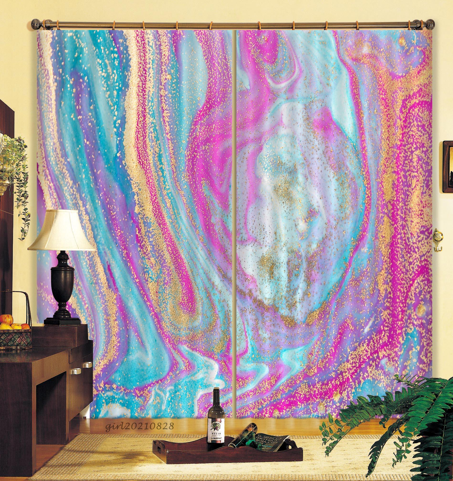 3D Colorful Marble Texture Curtains and Drapes LQH 105- Jess Art Decoration