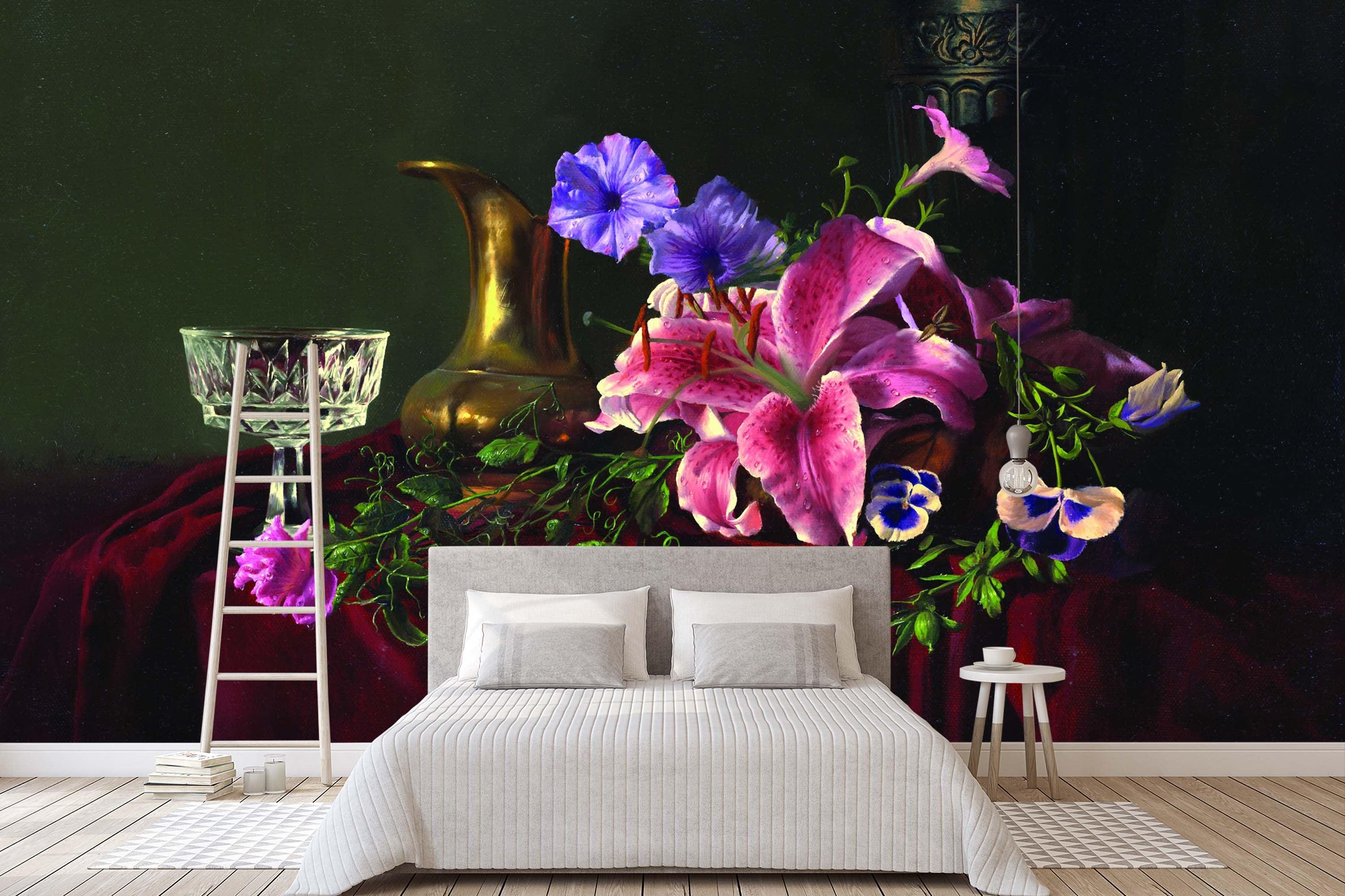 3D flowers fruits violin oil painting wall mural wallpaper 15- Jess Art Decoration