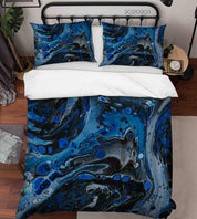 3D Abstract Blue Marble Texture Quilt Cover Set Bedding Set Duvet Cover Pillowcases 62- Jess Art Decoration