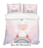 3D Cartoon Unicorn Pink Quilt Cover Set Bedding Set Pillowcases 26- Jess Art Decoration