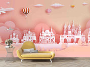 3D Pink Castle Parachute Wall Mural Wallpaper LXL 826- Jess Art Decoration