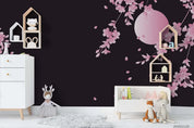 3D Japan Night View Floral Moon Wall Mural Wallpaper LQH 266- Jess Art Decoration