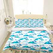 3D Watercolor Blue Clouds Quilt Cover Set Bedding Set Duvet Cover Pillowcases A067 LQH- Jess Art Decoration
