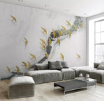 3D Golden Bird Abstract Pattern Wall Mural Removable 162- Jess Art Decoration