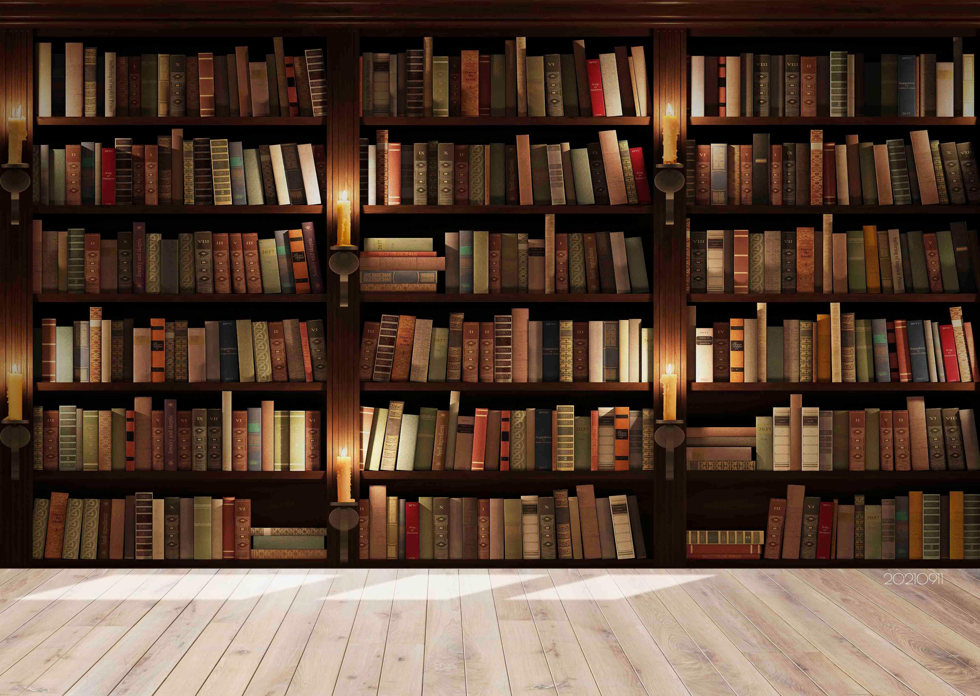 3D Library Bookshelf Wall Mural Wallpaper LQH 765- Jess Art Decoration