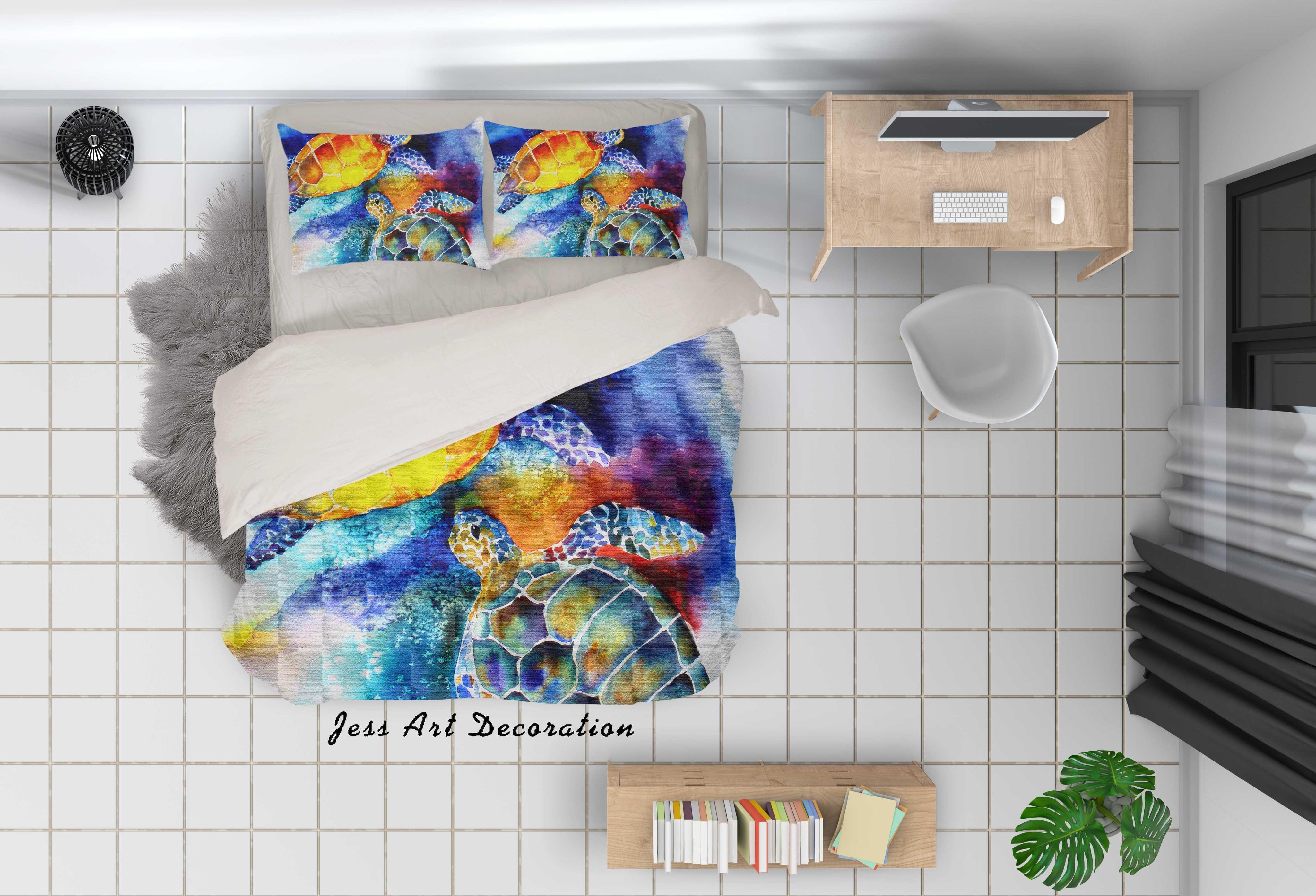 3D Watercolor Turtle Quilt Cover Set Bedding Set Pillowcases 56- Jess Art Decoration