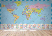 3D Blue World Map Wall Mural Wallpaper LQH 256- Jess Art Decoration