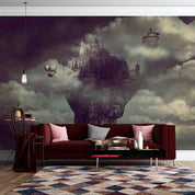 3D Castle Building Hot Air Balloon Wall Mural Wallpaper SF60- Jess Art Decoration