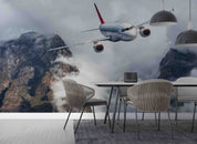 3D Sky Airplane Mountain Cloud Fog Wall Mural Wallpaper GD 541- Jess Art Decoration