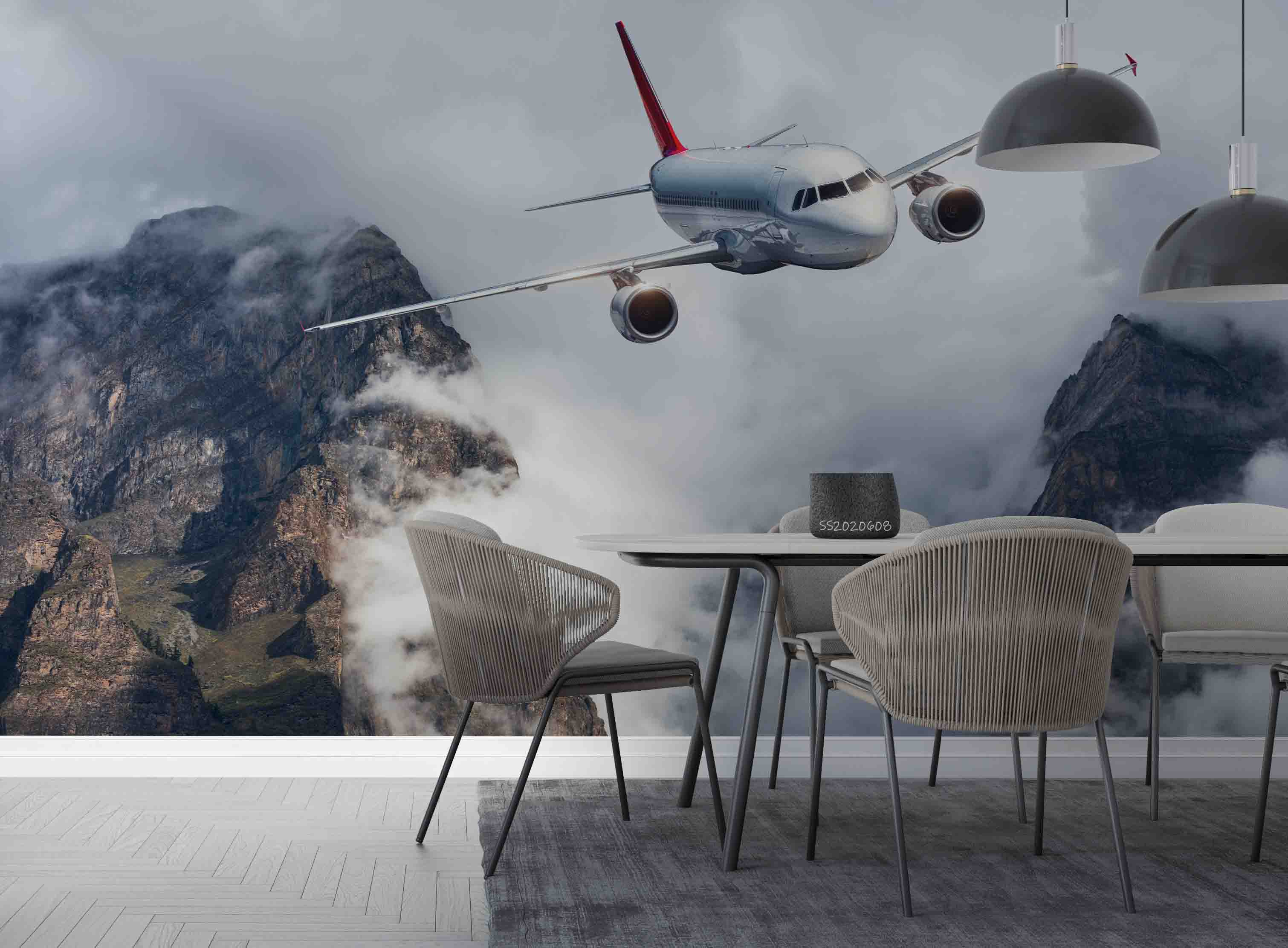 3D Sky Airplane Mountain Cloud Fog Wall Mural Wallpaper GD 541- Jess Art Decoration