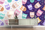 3D abstract colorful cats face wall mural wallpaper 70- Jess Art Decoration