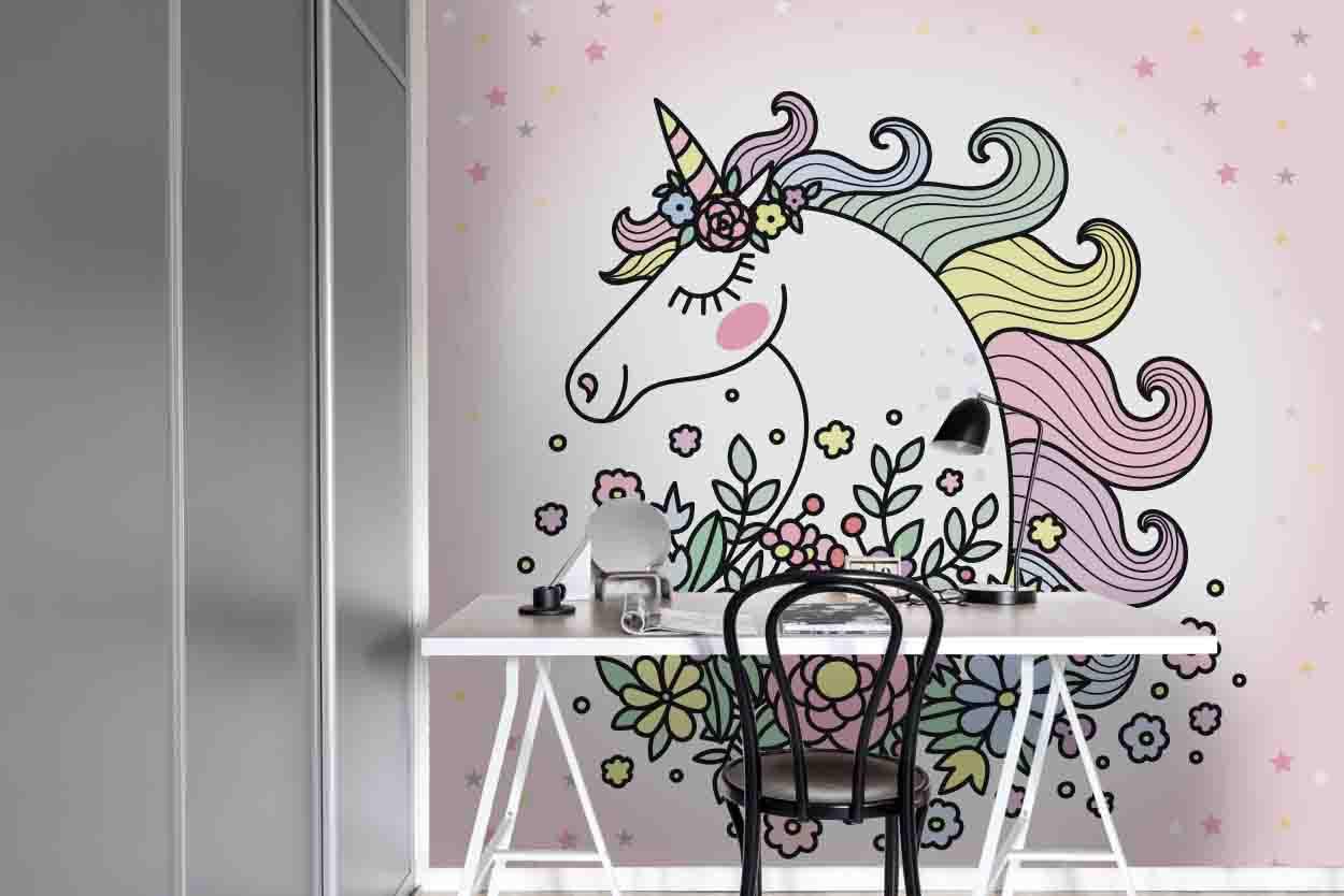 3D Floral Unicorn Wall Mural Wallpaper 71- Jess Art Decoration