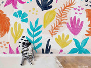 3D Hand Drawn Colored Leaves Wall Mural Wallpaper LQH 428- Jess Art Decoration