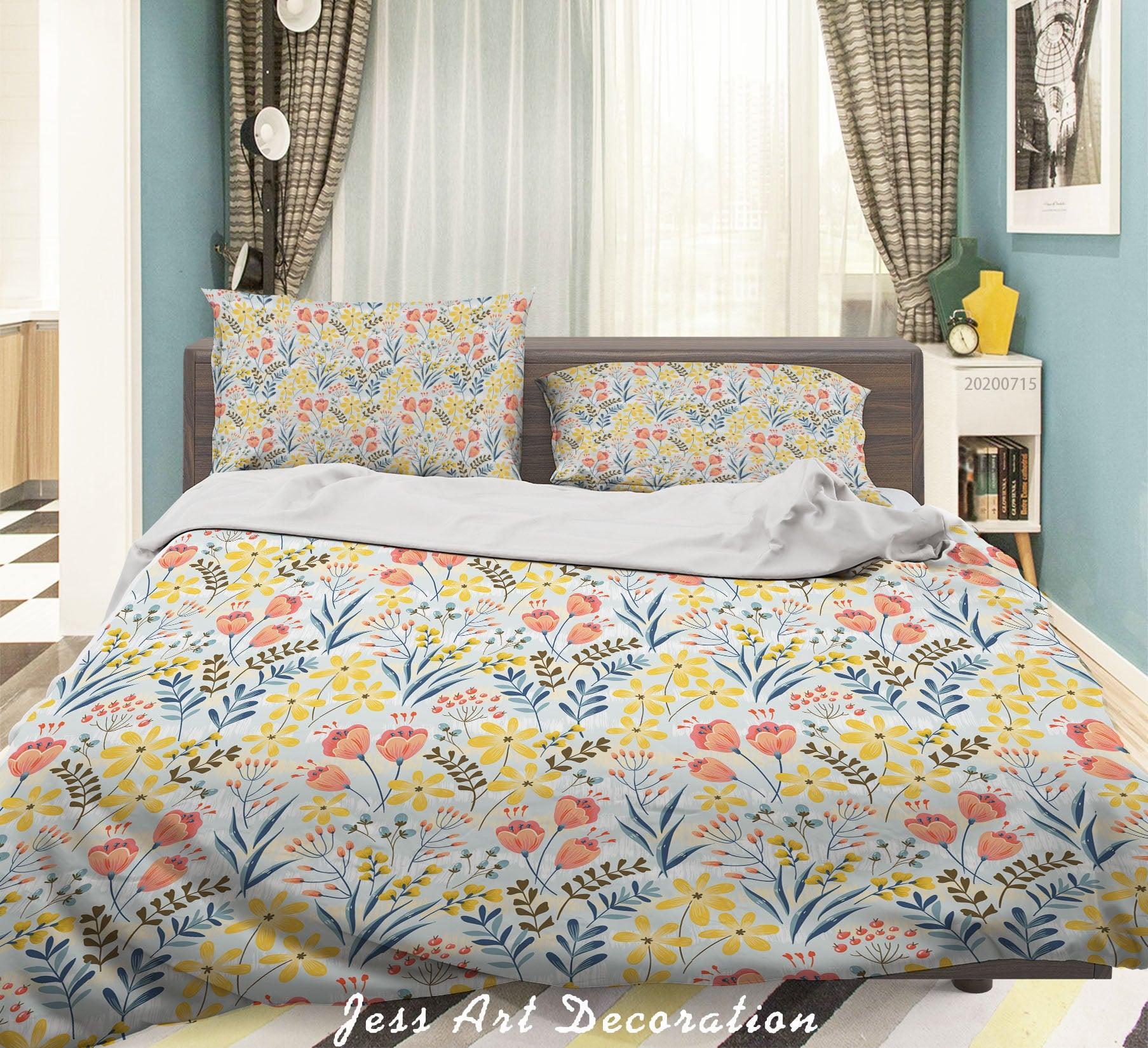 3D Colourful Plant Leaves Floral Pattern Quilt Cover Set Bedding Set Duvet Cover Pillowcases WJ 3877- Jess Art Decoration