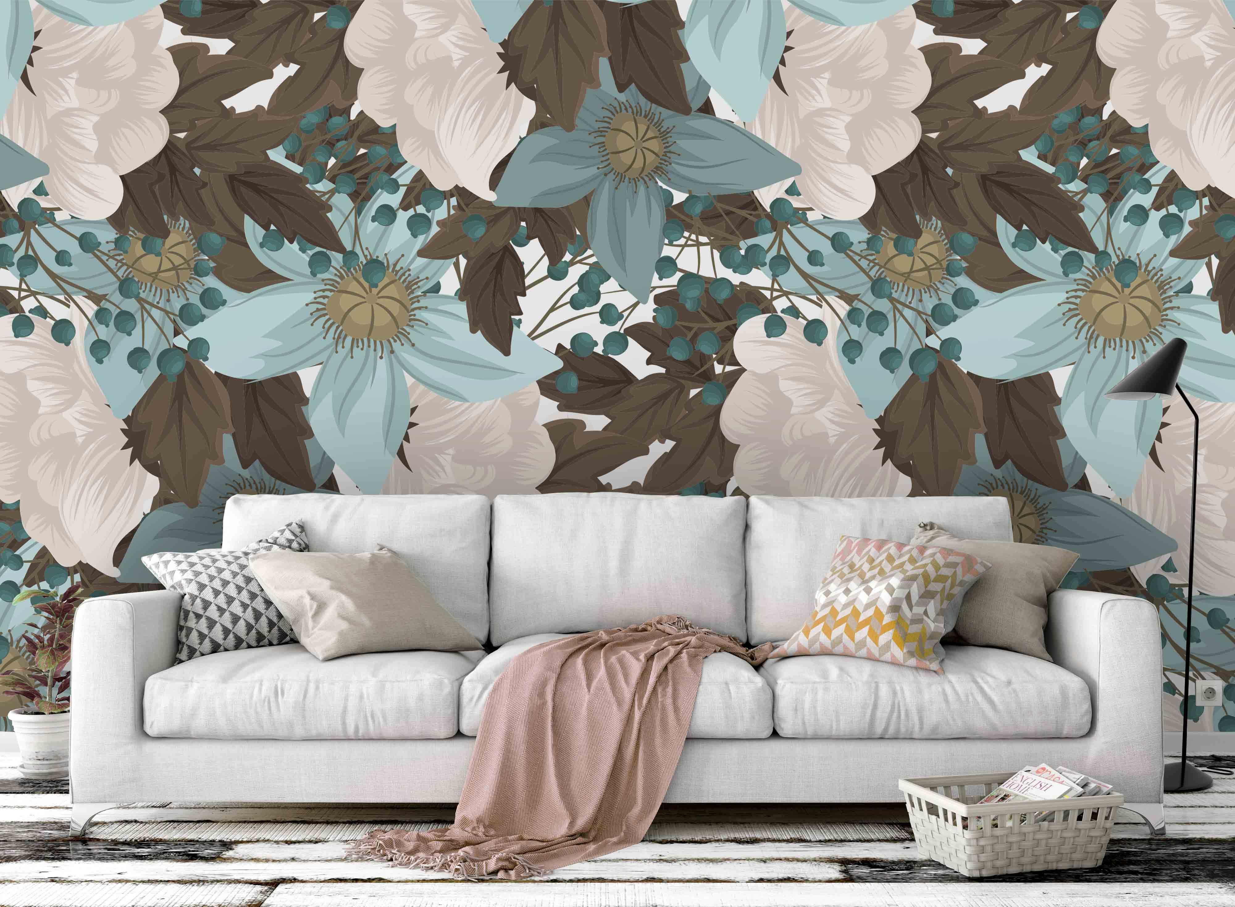 3D Blue Flowers Wall Mural Wallpaper 59- Jess Art Decoration