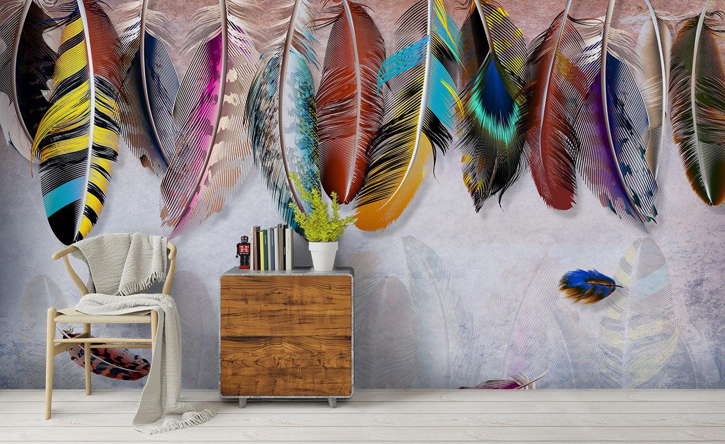 3D Colorful Feathers Wall Mural Wallpaper 26- Jess Art Decoration