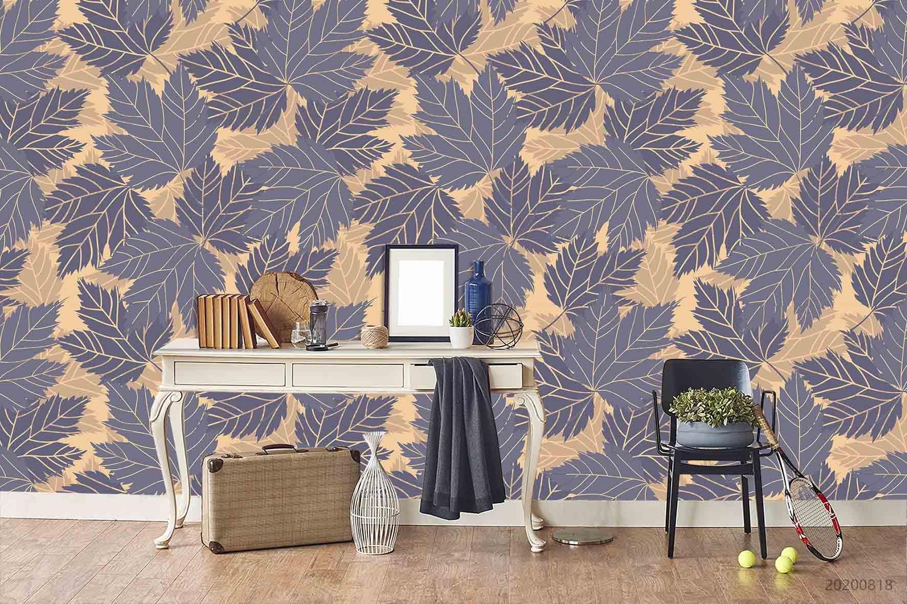 3D Vintage Maple Leaf Pattern Wall Mural Wallpaper LXL 1162- Jess Art Decoration