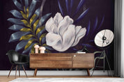 3D Dark Magnolia Painting dramatic floral painting wall mural wallpaper for dining room - view 2