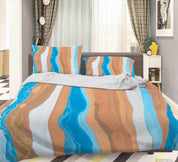 3D Abstract Blue Brown Marble Quilt Cover Set Bedding Set Duvet Cover Pillowcases 25- Jess Art Decoration