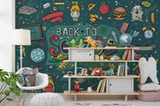 3D Cartoon Green School Food Wall Mural Wallpaper LQH 208- Jess Art Decoration