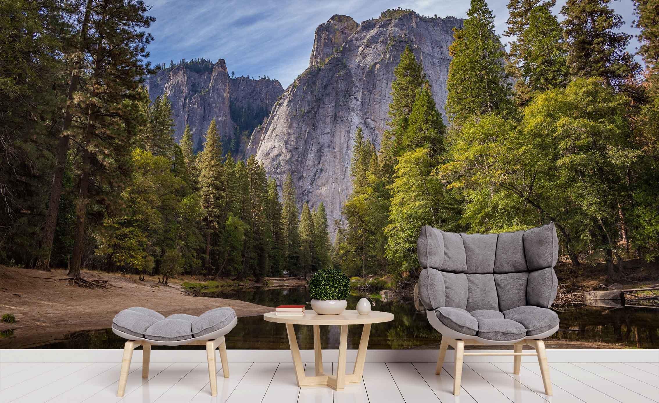 3D Mountain Forest Wall Mural Wallpaper 142- Jess Art Decoration