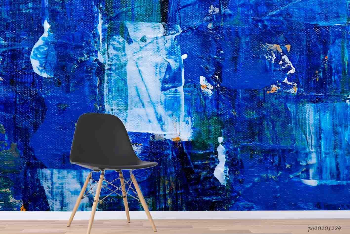 3D Abstract Blue Graffiti Wall Mural Wallpaper LQH 729- Jess Art Decoration