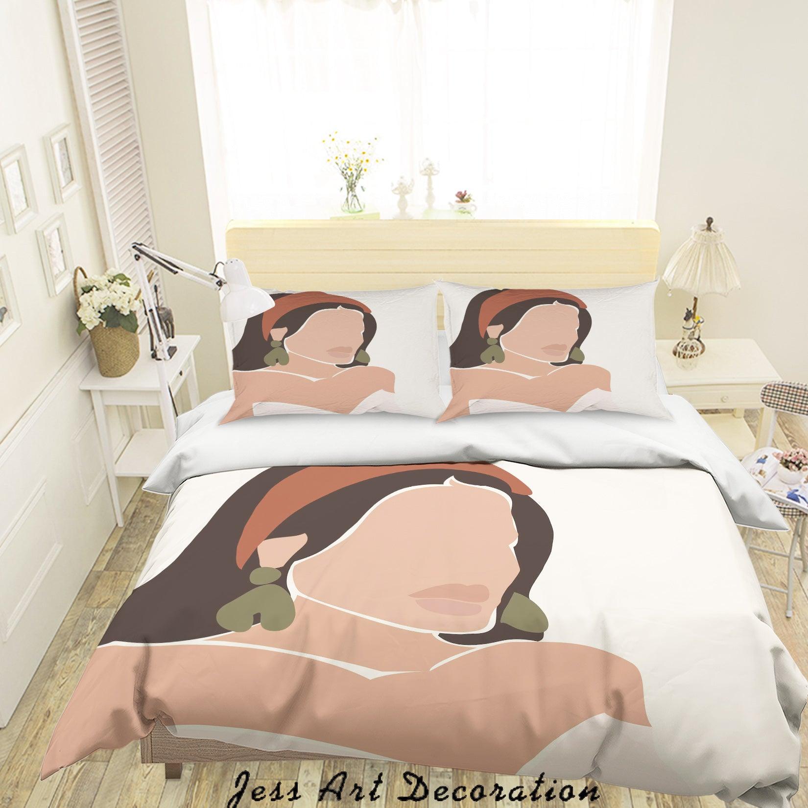 3D White Beauty Woman Silhouette Quilt Cover Set Bedding Set Duvet Cover Pillowcases SF11- Jess Art Decoration