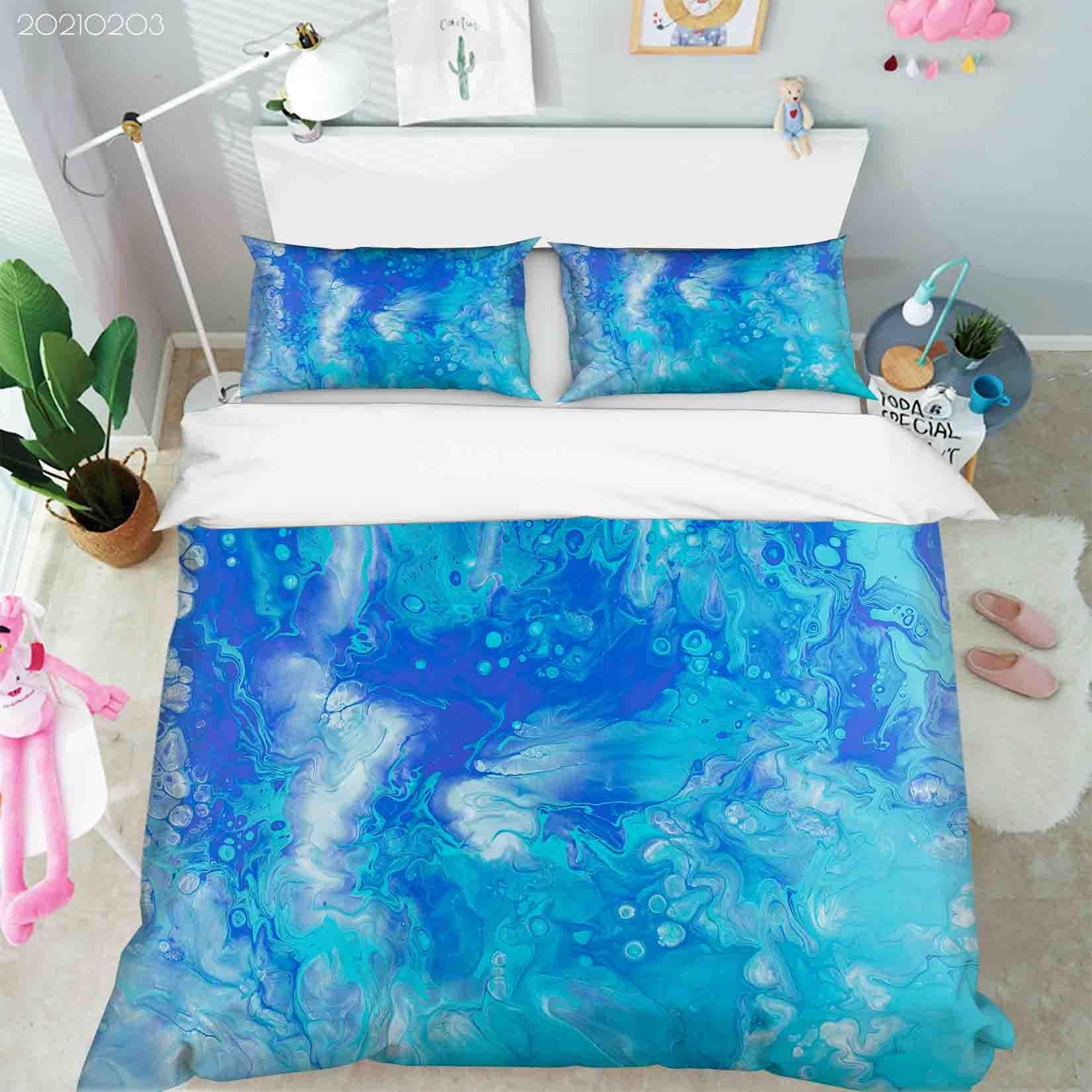 3D Abstract Blue Marble Texture Quilt Cover Set Bedding Set Duvet Cover Pillowcases 44- Jess Art Decoration