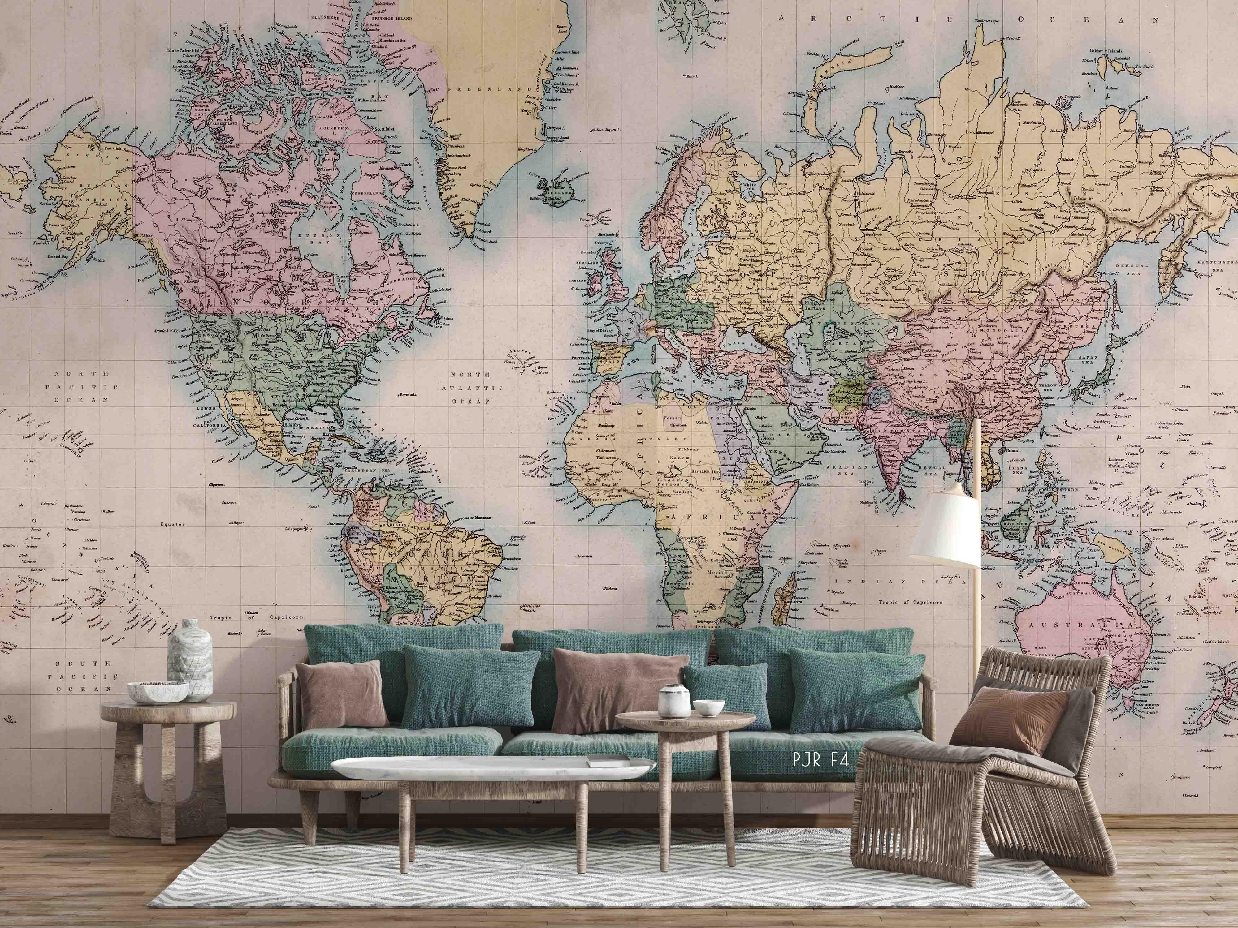 3D World Map Pattern Wall Mural Wallpaper WJ 5193- Jess Art Decoration