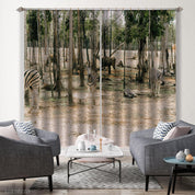 3D Zoo Zebra Trees Pattern Curtains and Drapes GD 1919- Jess Art Decoration