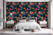 3D Vintage Pastoral Colorful Flowers Leaves Background Wall Mural Wallpaper GD 3611- Jess Art Decoration