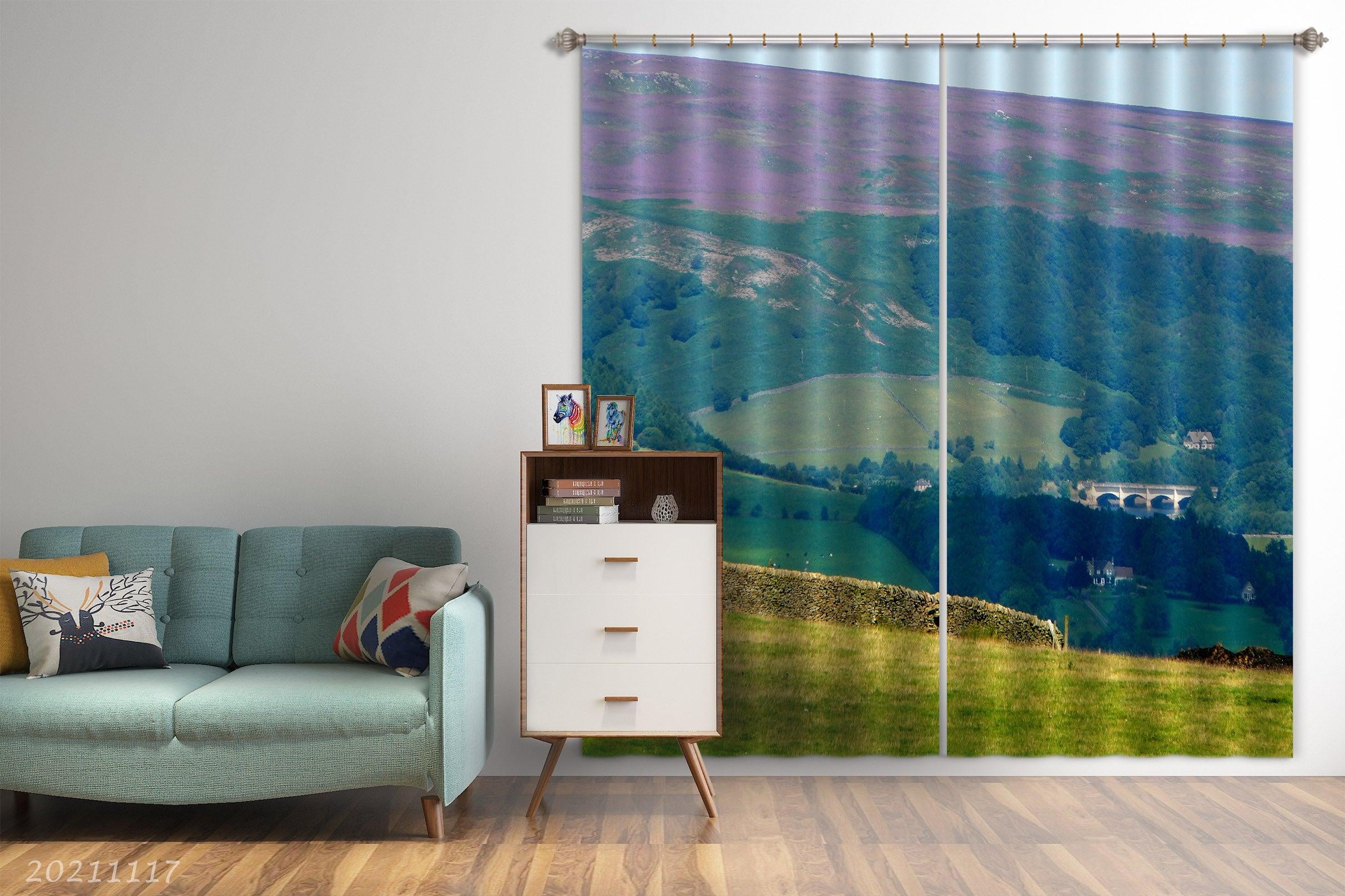 3D Green Forest Nature Landscape Curtains and Drapes LQH 129- Jess Art Decoration