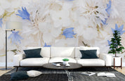 3D White Floral Pattern Wall Mural Wallpaper LQH 738- Jess Art Decoration