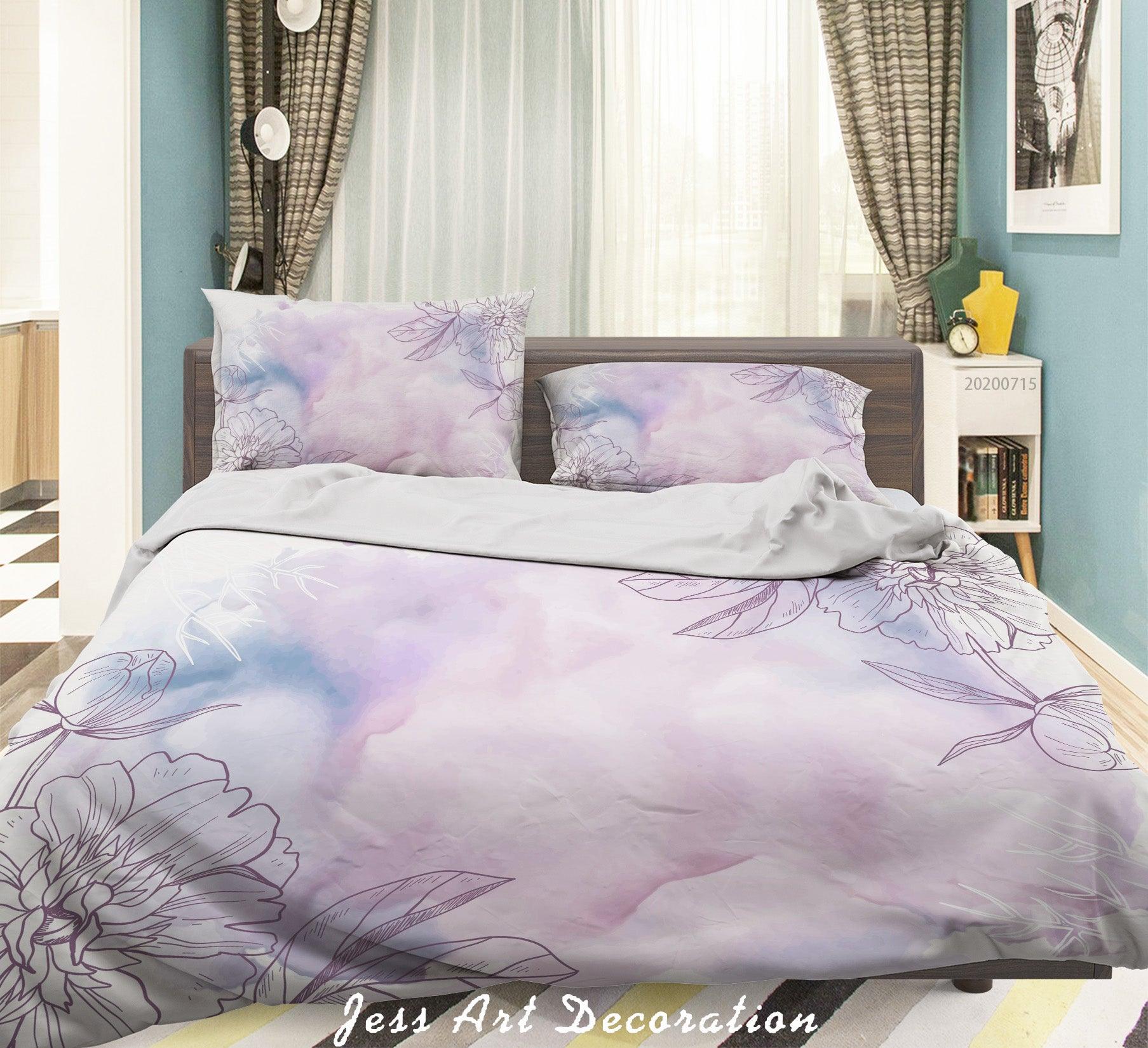 3D Watercolor Flowers Pattern Quilt Cover Set Bedding Set Duvet Cover Pillowcases WJ 1501- Jess Art Decoration