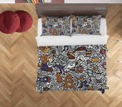 3D Cartoon Illustration Art Doodle Quilt Cover Set Bedding Set Duvet Cover Pillowcases 82- Jess Art Decoration
