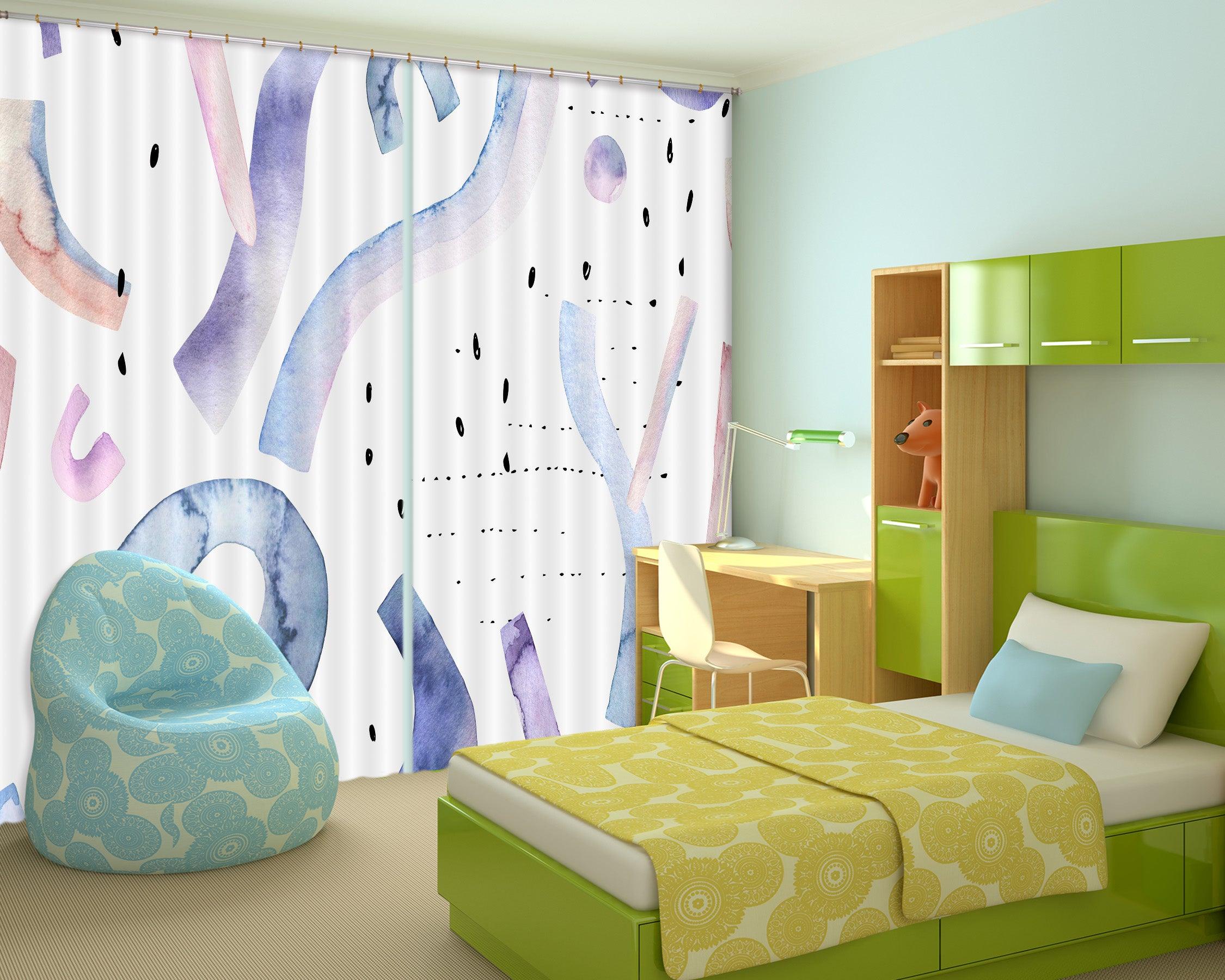 3D Abstract Alphabet Pattern Curtains and Drapes LQH A637- Jess Art Decoration