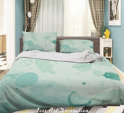 3D Watercolor Green Space Planet Quilt Cover Set Bedding Set Duvet Cover Pillowcases 25- Jess Art Decoration
