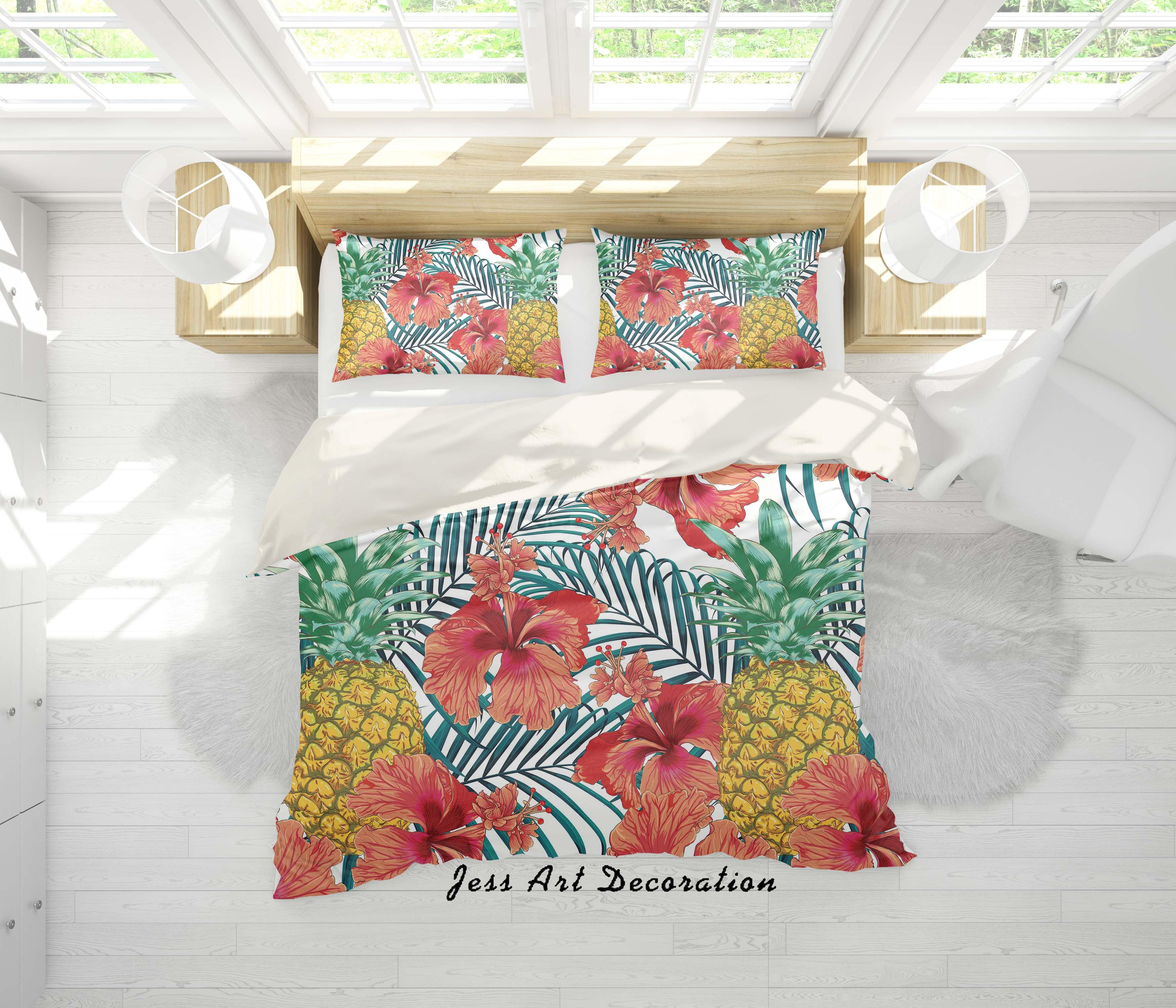 3D Pineapples Red Floral Quilt Cover Set Bedding Set Pillowcases 35- Jess Art Decoration