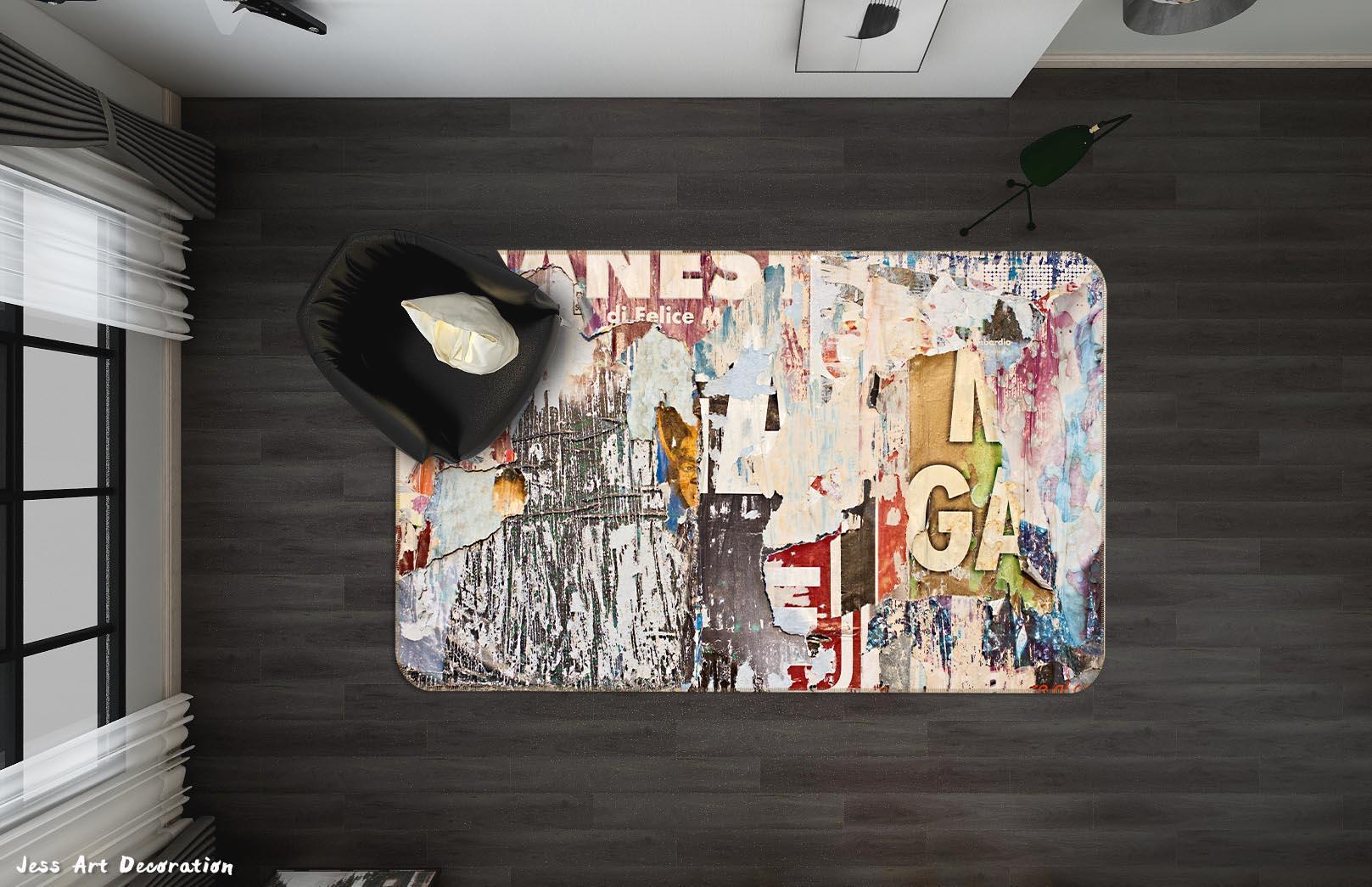 3D Torn Poster Graffiti Non-Slip Rug Mat A641 LQH- Jess Art Decoration