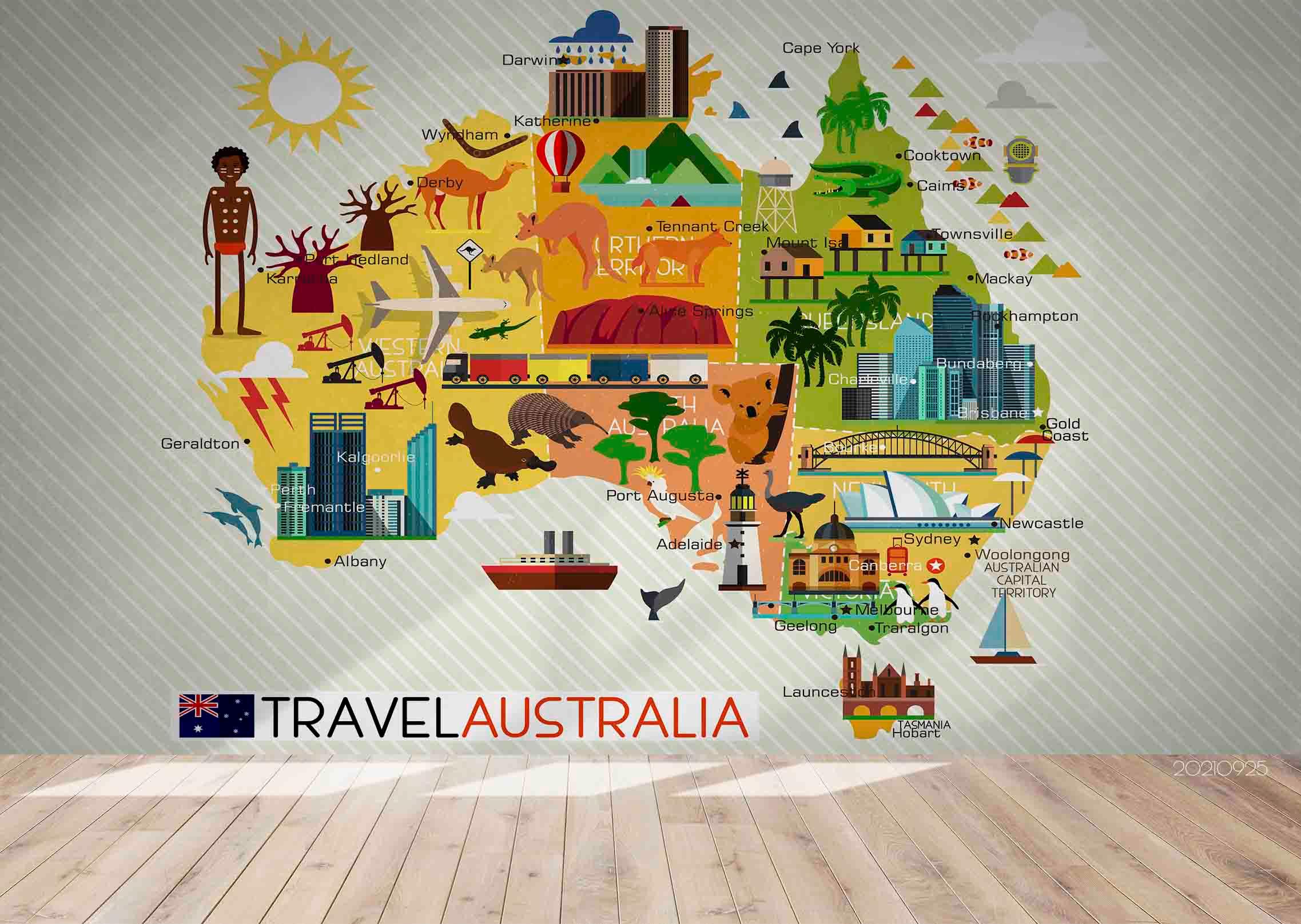 3D Iconic Building Map Wall Mural Wallpaper LQH 299- Jess Art Decoration