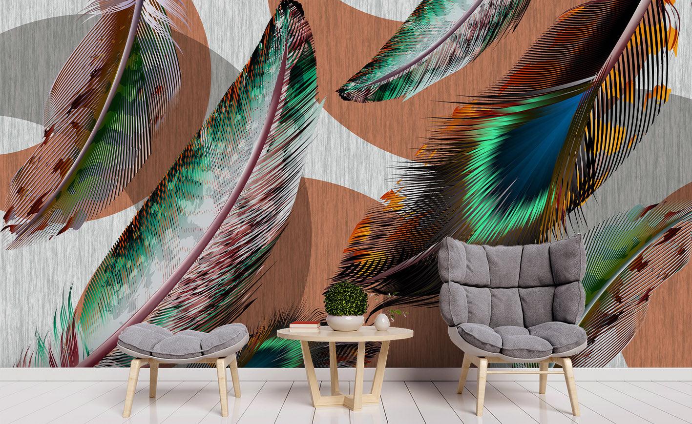 3D Colorful Feathers Wall Mural Wallpaper 51- Jess Art Decoration