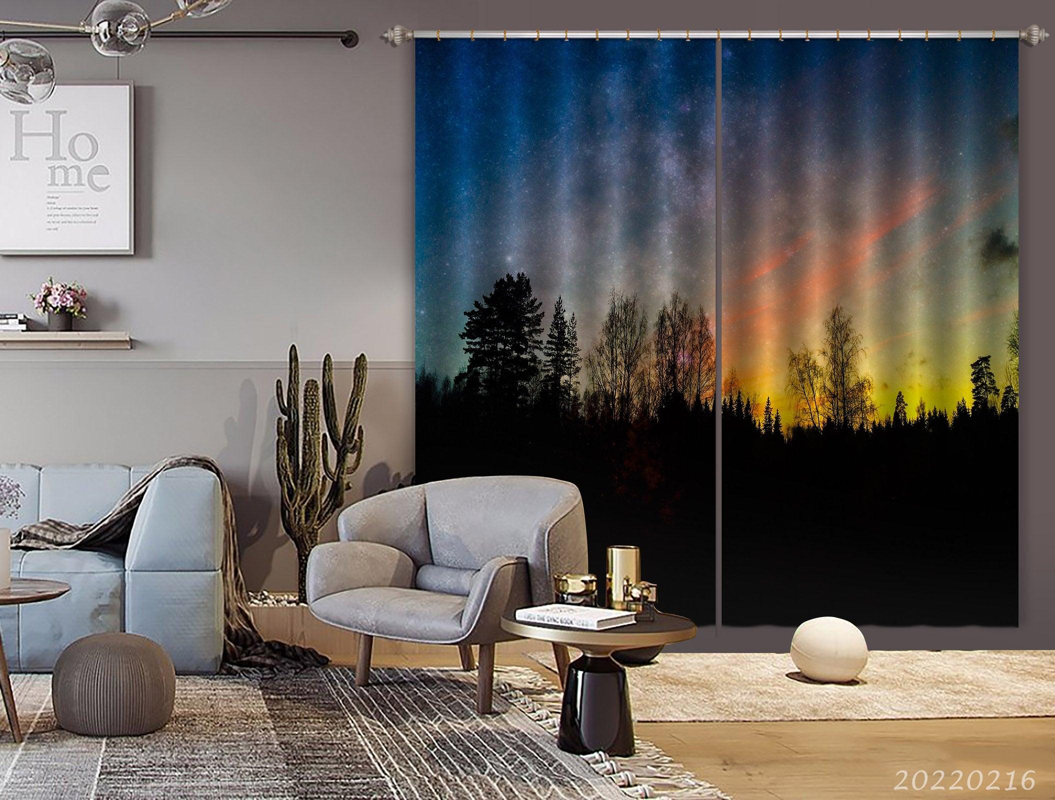 3D Woods Sunrise Golden Sky View Curtains and Drapes GD 2029- Jess Art Decoration
