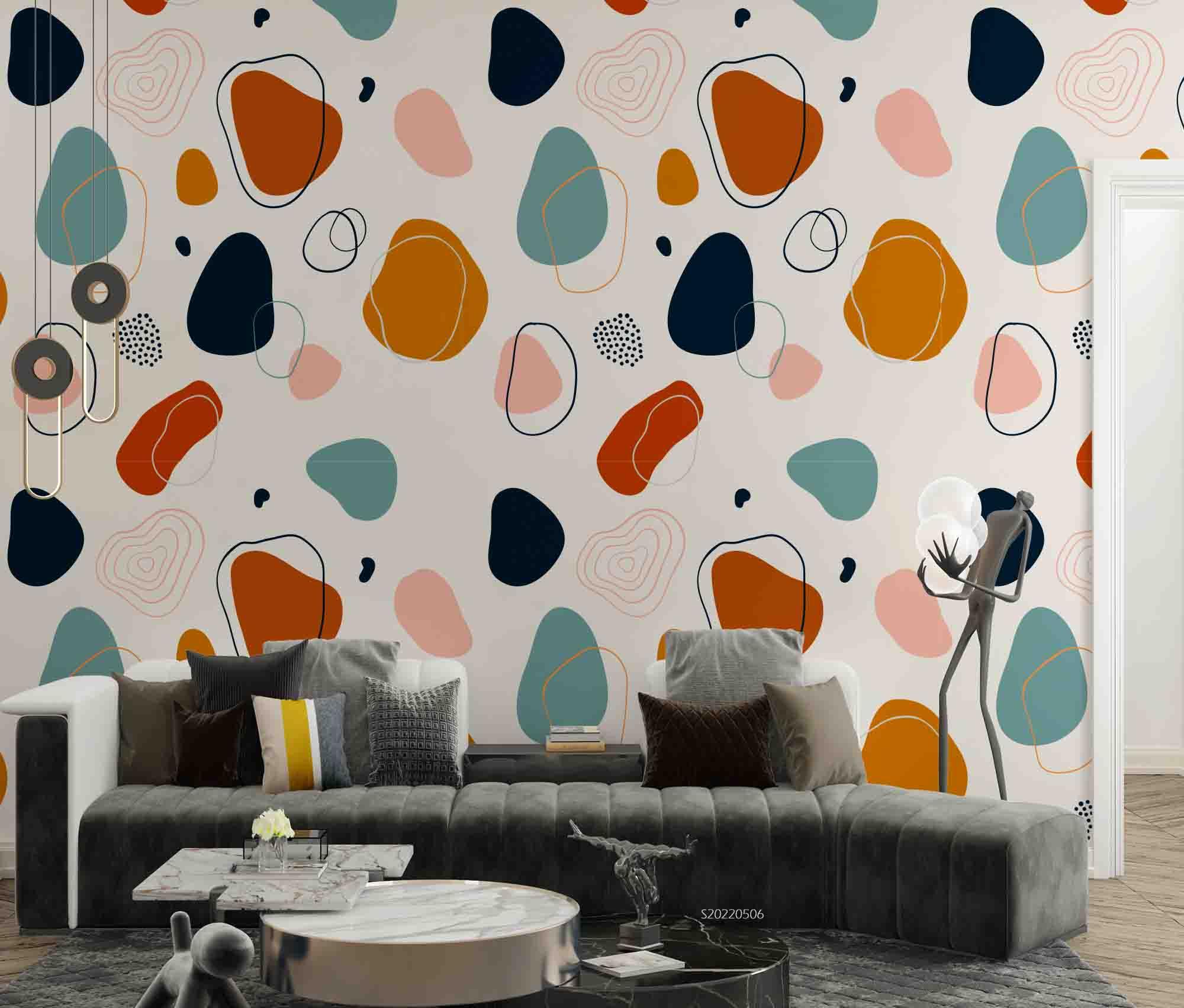 3D Abstract Doodle Shapes Set Wall Mural Wallpaper GD 4616- Jess Art Decoration