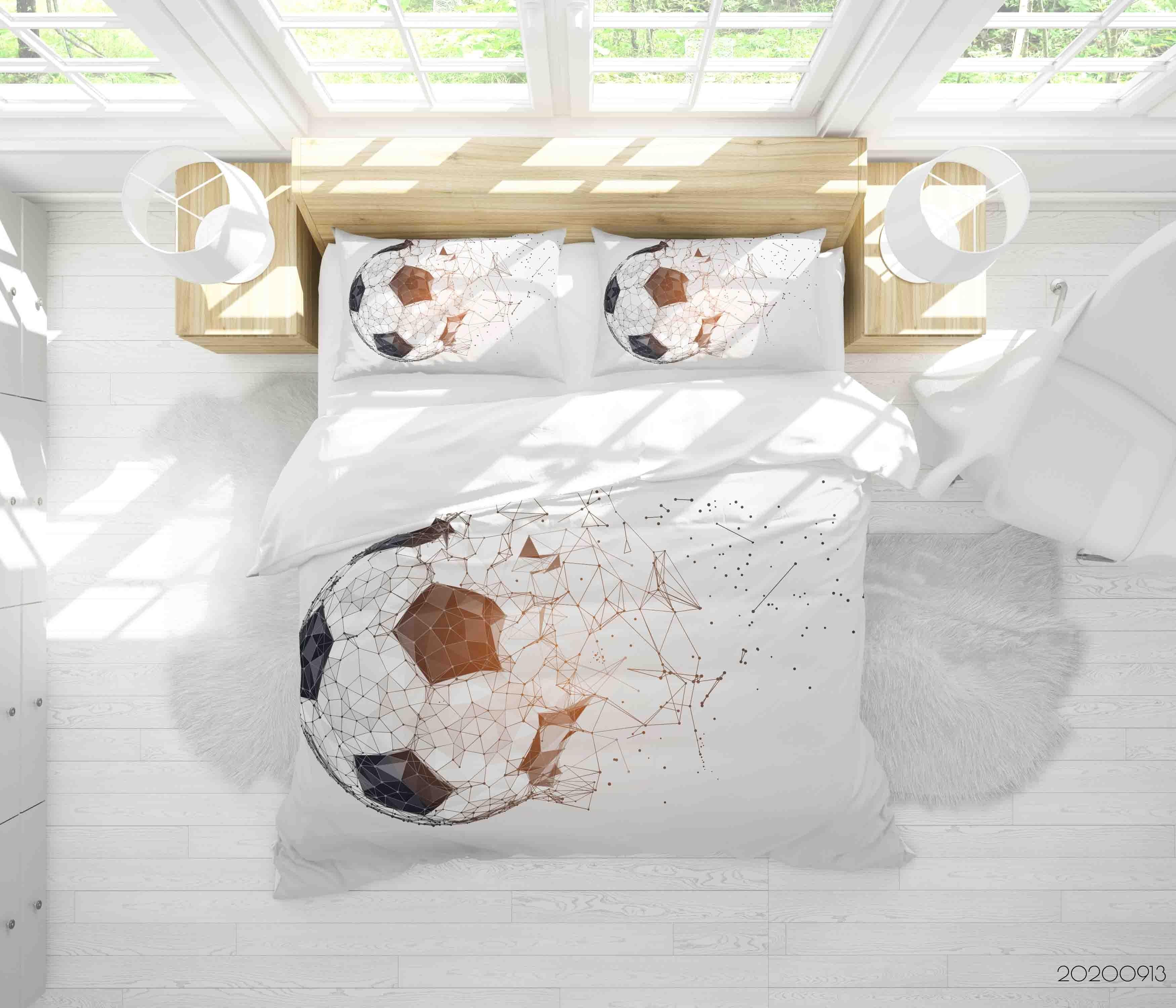 3D Silhouette Football Ball Pattern Quilt Cover Set Bedding Set Duvet Cover Pillowcases WJ 1867- Jess Art Decoration
