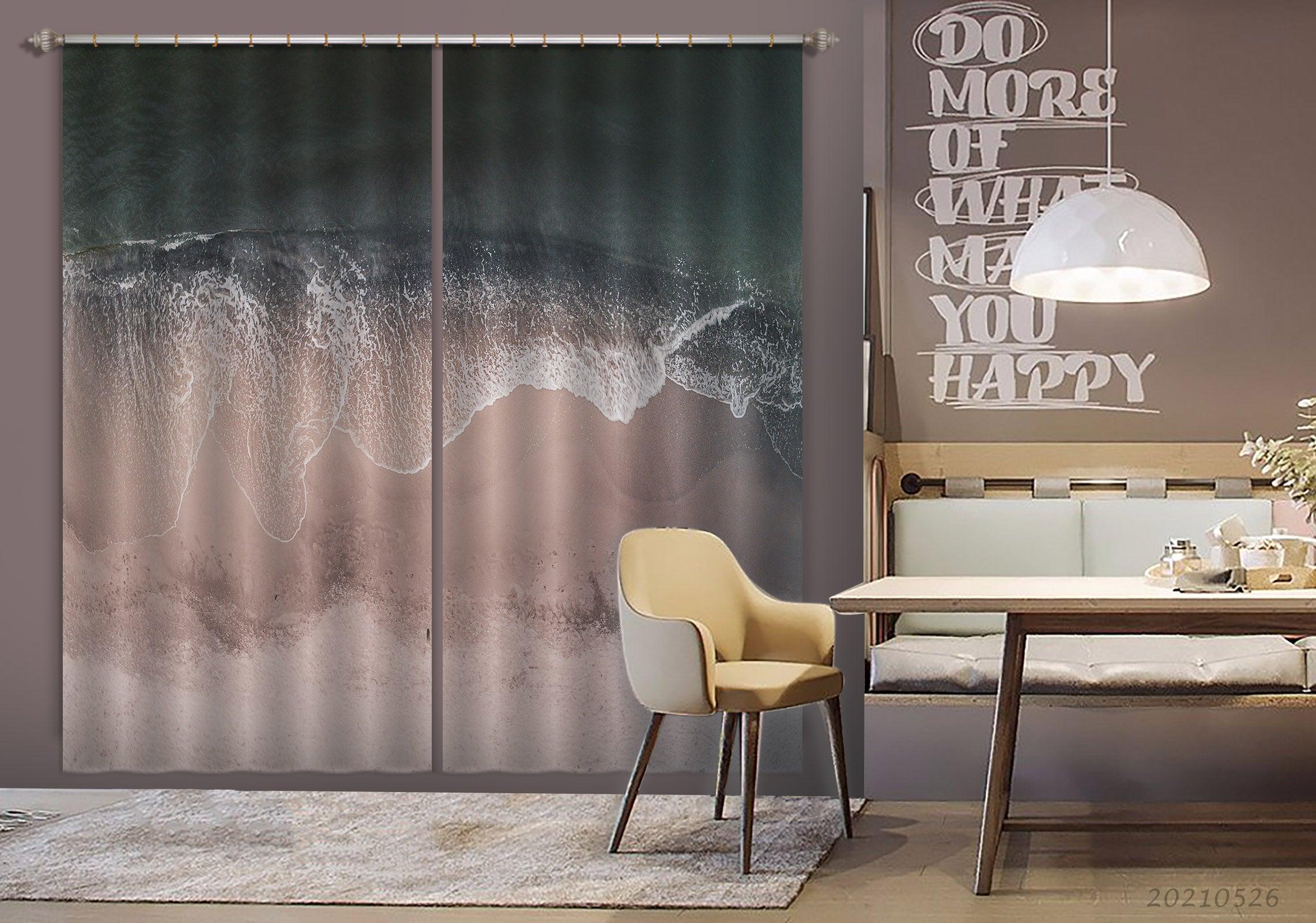 3D Aerial View Beach Wave Scenic Curtains and Drapes GD 458- Jess Art Decoration
