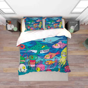 3D Abstract Color Marine Life Doodle Quilt Cover Set Bedding Set Duvet Cover Pillowcases 16- Jess Art Decoration