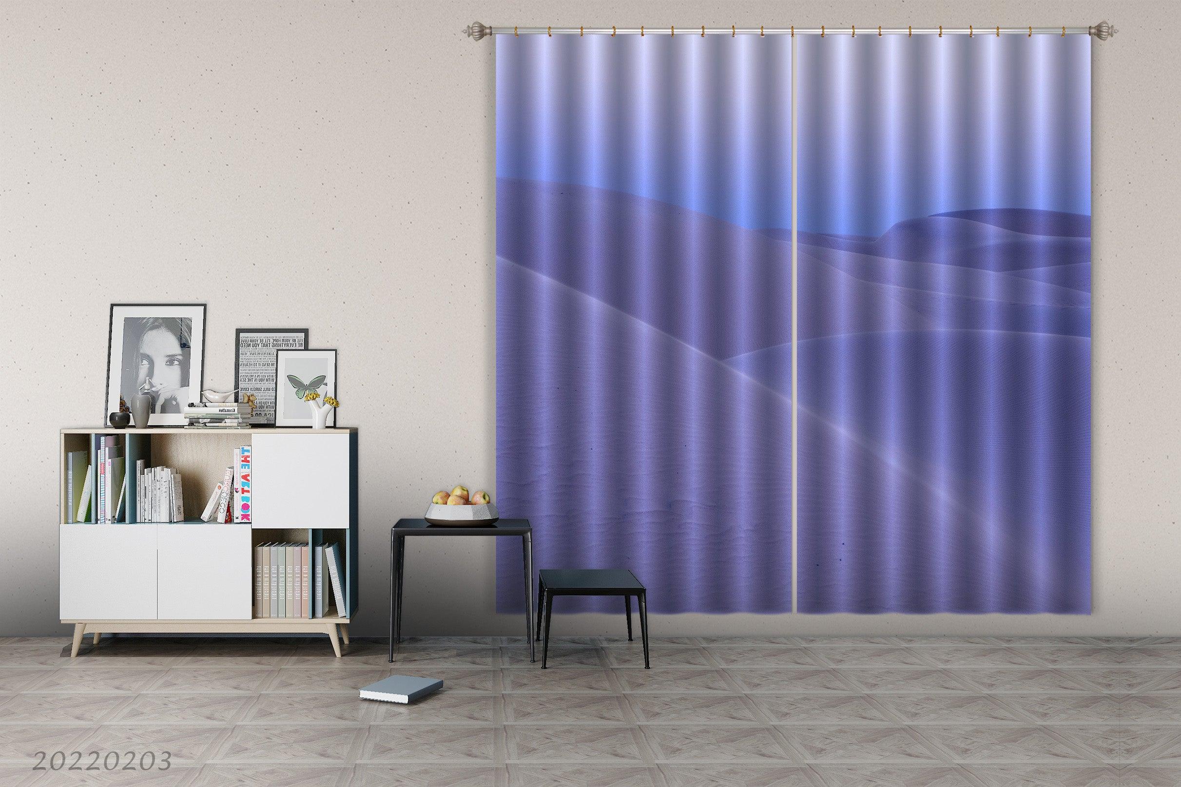 3D Abstract Blue Hills Pattern Curtains and Drapes GD 1108- Jess Art Decoration